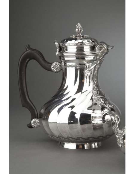 Orfèvre BOIN TABURET - Service Thé/Café 4 pièces en argent massif plus Samovar en métal argenté XIXè-Bozaart