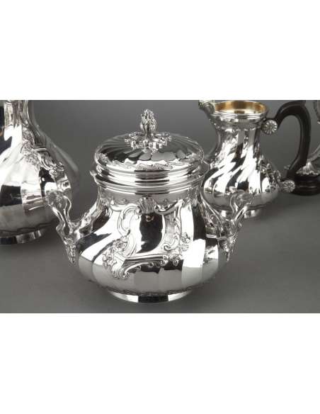 Goldsmith BOIN TABURET - Tea / Coffee service 4 pieces in solid silver plus Samovar in silver metal XIXth-Bozaart