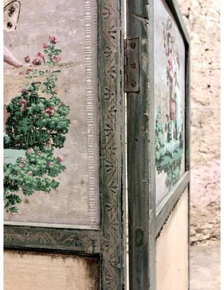 Late 19th Century Painted Wooden Screen-Bozaart