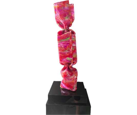 Laurence JENKELL : “JENK” Wrapping Bonbon Pêche Melba - sculptures autres matériaux