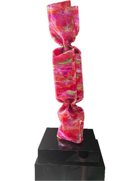 Laurence JENKELL : “JENK” Wrapping Bonbon Pêche Melba - sculptures autres matériaux-Bozaart