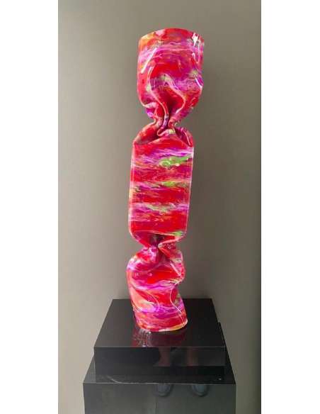Laurence JENKELL : “JENK” Wrapping Bonbon Pêche Melba - sculptures autres matériaux-Bozaart