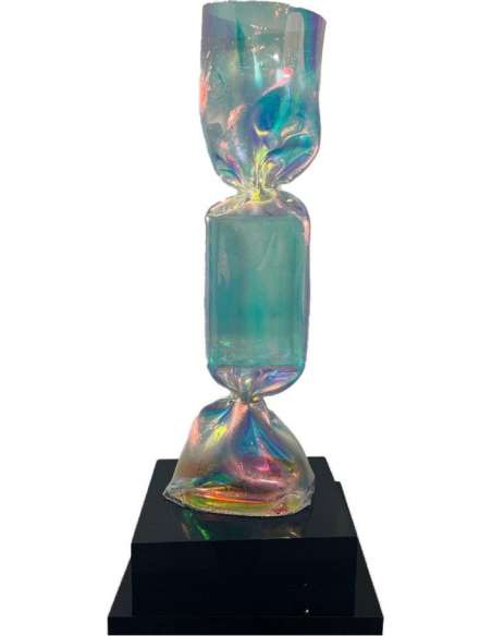 Laurence JENKELL : "JENK" Wrapping Radiant Iridescent Candy - sculptures other materials-Bozaart