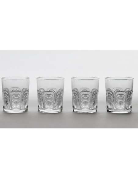 Lalique France : Set Of 12 "Khepri" Glasses - wine glasses, old glasses services-Bozaart