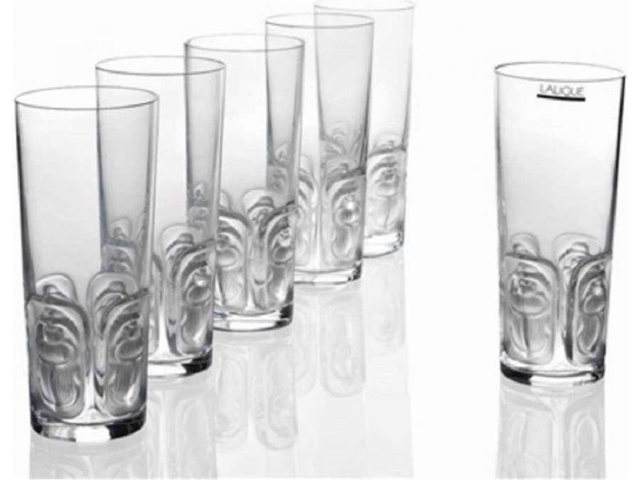 Lalique France: Set of 12 glasses + "Khépri" in 20th century crystal