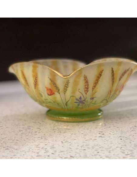 Daum Enameled cup Wheat And Poppies Circa 1910 - Opalines, enameled glasses-Bozaart