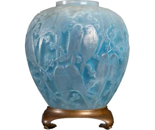René Lalique 1919 - Vase Perruches Opalescent - vases et objets en verre