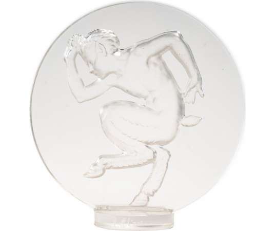 René Lalique : Cachet « Faune » En Verre Blanc Moulé Pressé - vases et objets en verre