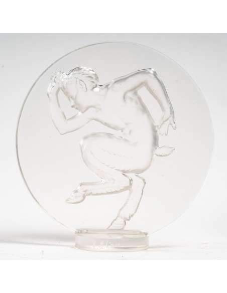 René Lalique : Cachet « Faune » En Verre Blanc Moulé Pressé - vases et objets en verre-Bozaart