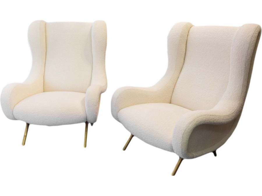 Marco ZANUSO: Pair of armchairs "Senior "+ in metal from 20th century