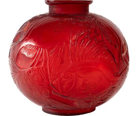 René Lalique: Vase "Poisson" en verre de 20e siècle