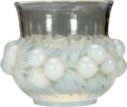 René Lalique : Vase « Prunes » Opalescent - vases et objets en verre