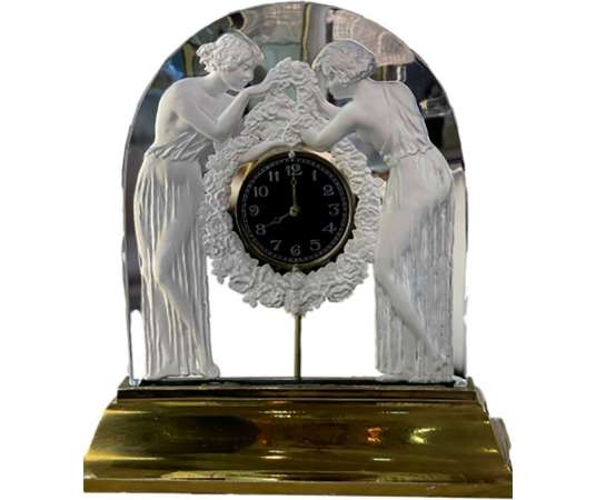 René Lalique Electric pendulum "The Two Figurines" 1926 - antique clocks