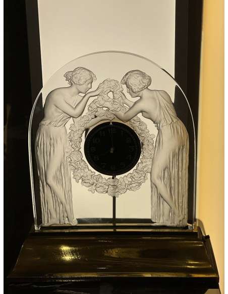 René Lalique Electric pendulum "The Two Figurines" 1926 - antique clocks-Bozaart