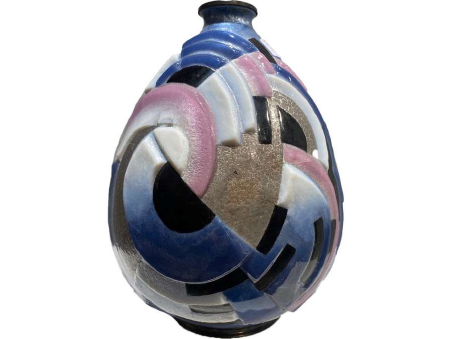 CAMILLE FAURÉ: Vase modèle «Primerose»+ en cuivre de 20ème siècle