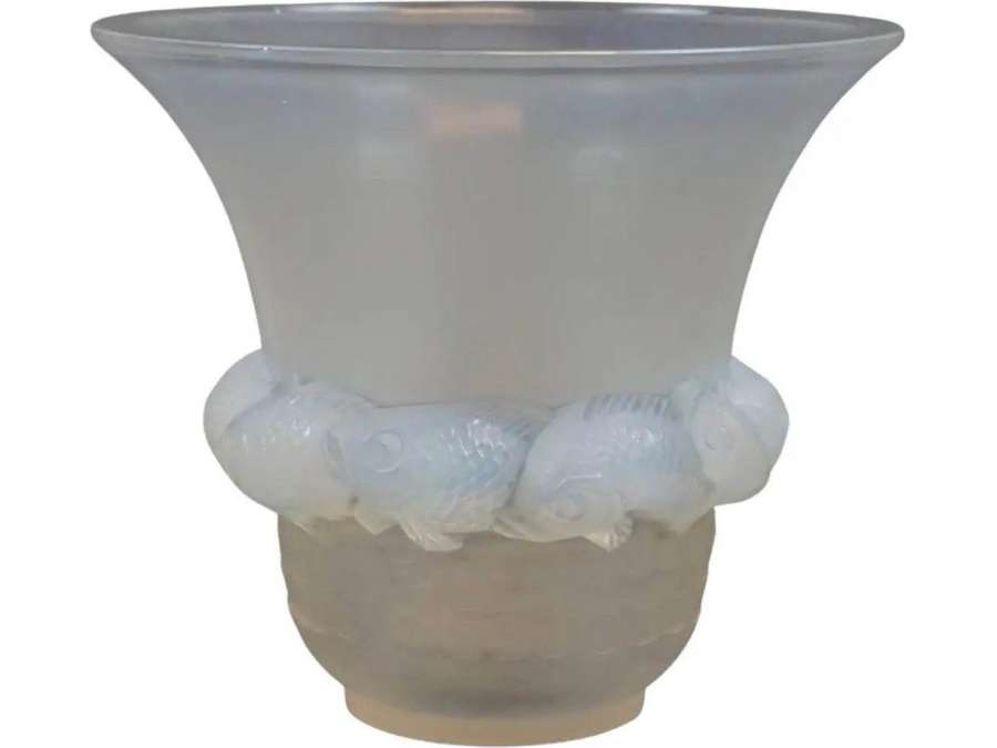 René Lalique : Vase piriac "Opalescent"+ en verre de 20ème siècle