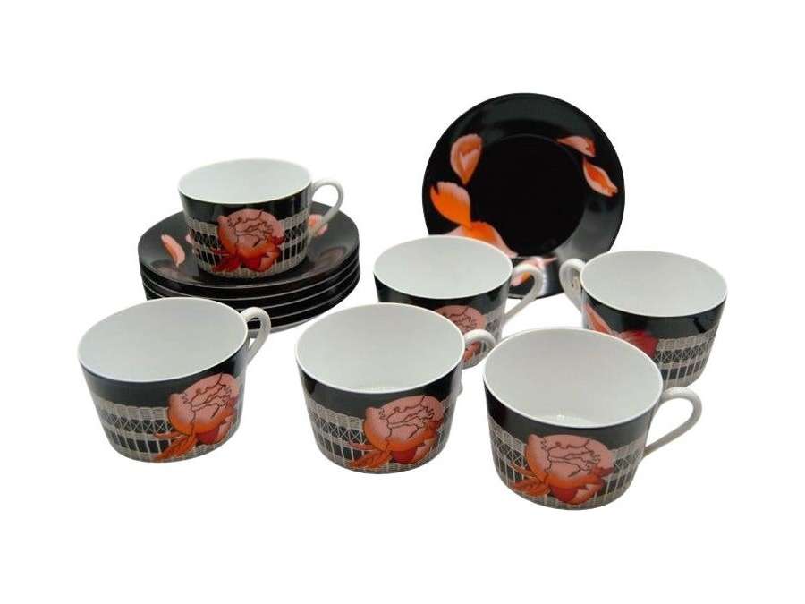 Hermes: 20th century porcelain peony and breakfast cup set