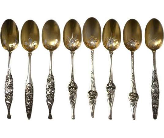 Cardeilhac : 8 Cuillères Argent Vermeil,1900 - couverts, ménagères