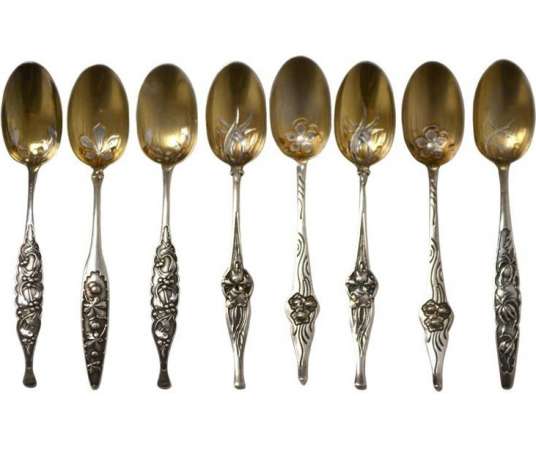 Cardeilhac : 8 Silver Vermeil Spoons,1900 - cutlery, housewives