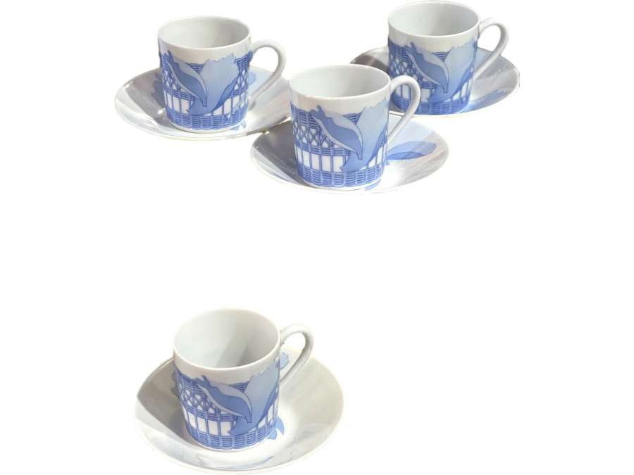 Hermes, 4 porcelain coffee cups from the 20th century.