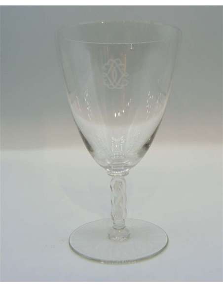 Lalique France, Suite of glasses "Guebwiller" 37 Pieces, 1 pitcher, 1 Decanter - wine glasses, old glasses services-Bozaart