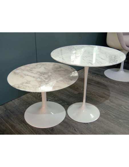 Eero Saarinen & Knoll, marble "tulip" pedestal tables / pull-out tables - pedestal tables-Bozaart