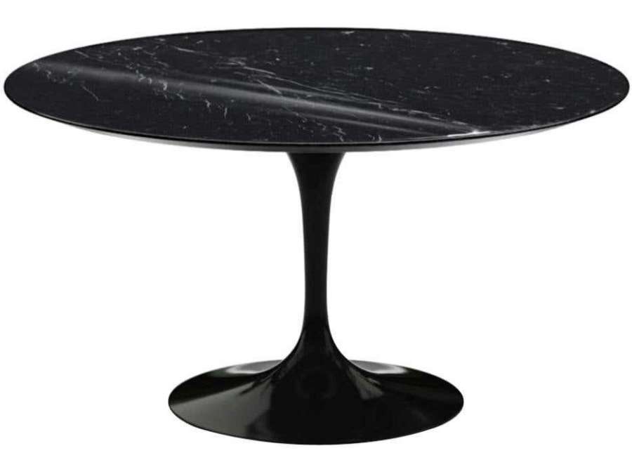 Saarinen & Knoll International "Tulip" Table, Marquina Marble and Black Rilsan - Dining Tables