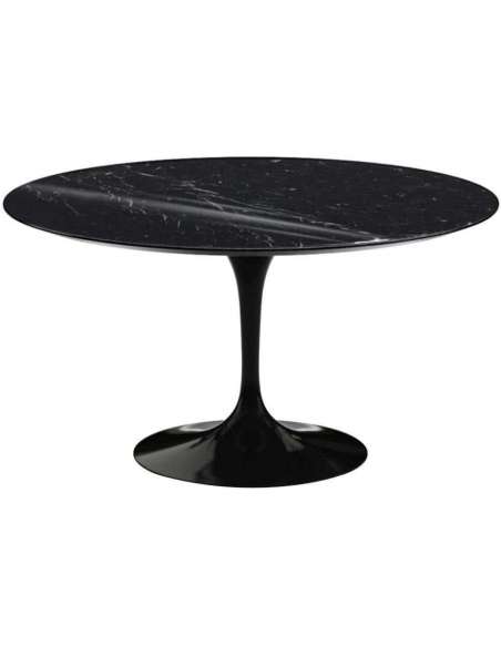 Saarinen & Knoll International "Tulip" Table, Marquina Marble and Black Rilsan - Dining Tables-Bozaart