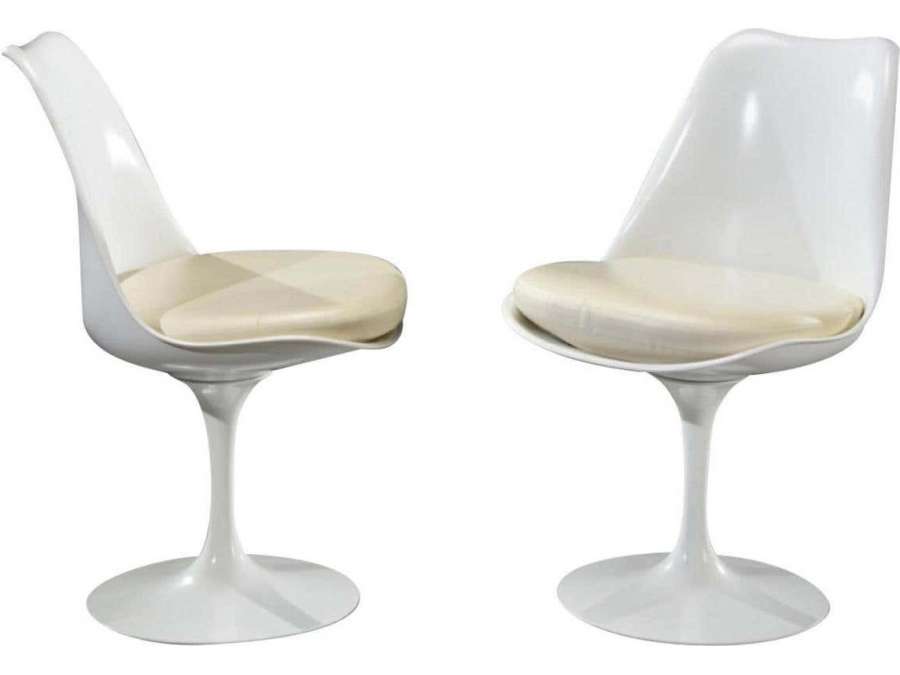 Eero Saarinen:2 chaises tulipe+ en aluminium de 20ème siècle
