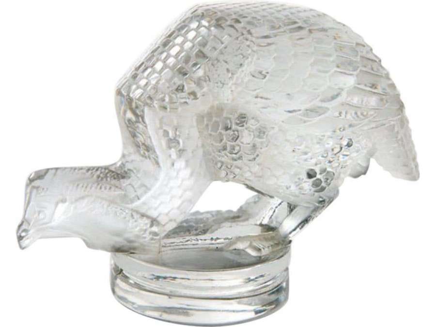 René Lalique: "Guinea Fowl" mascot+ glass from 20th century
