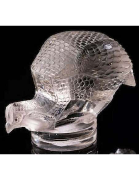 René Lalique : "Guinea Fowl" Mascot - vases and glass objects-Bozaart