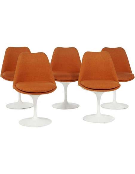 Eero SAARINEN (1910-1961) Suite de cinq chaises «Tulipe» - Sièges Design-Bozaart