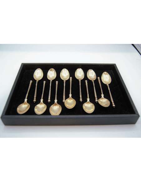 12 Small Vermeil Spoons - cutlery, household-Bozaart