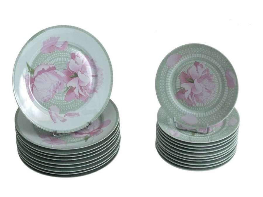 Hermès, Partie De Service Modèle Pivoines (24 pièces) - Assiettes et Services en Porcelaine