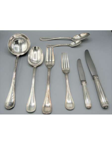 Christofle model "Malmaison", silver metal cutlery (43 pieces) - cutlery, housewives-Bozaart