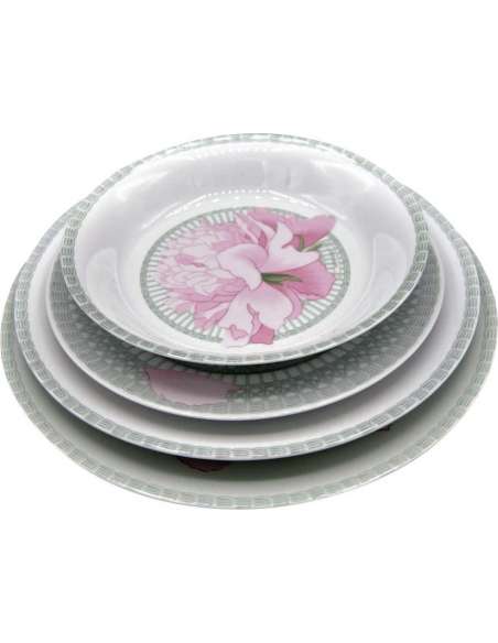 Hermès, Peonies Model Serving Part (48 Pieces) - Porcelain Plates and Services-Bozaart