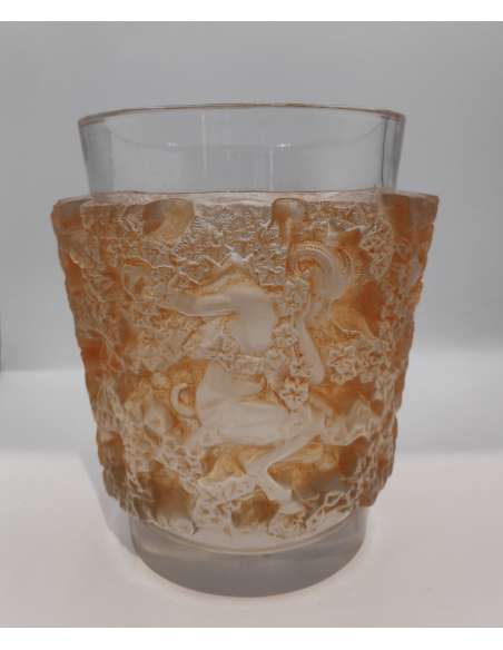Lalique Vase Bacchus Patine Sienne - vases et objets en verre-Bozaart