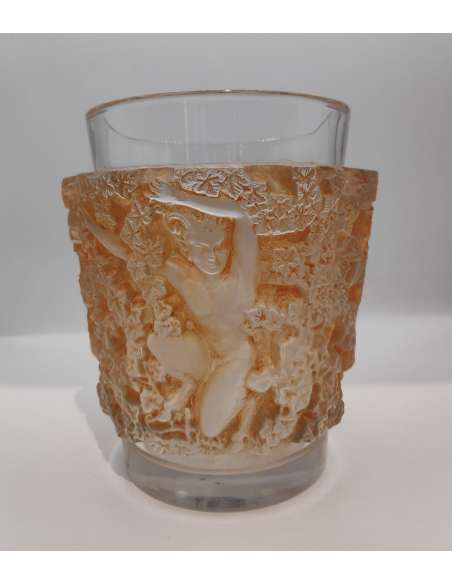 Lalique Vase Bacchus Patine Sienne - vases et objets en verre-Bozaart