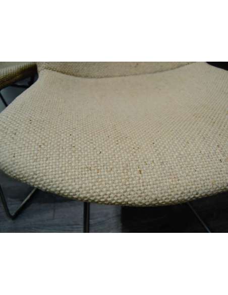 4 Beige Fabric Chairs - Harry Bertoïa - Knoll - 1950-59 - Design Seats-Bozaart
