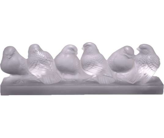 Rene Lalique : Group Of Six Sparrows - vases and glass objects