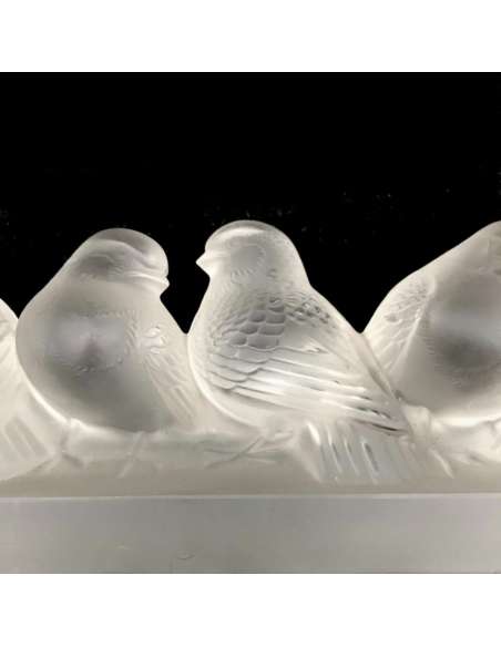 Rene Lalique : Groupe De Six Moineaux - vases et objets en verre-Bozaart