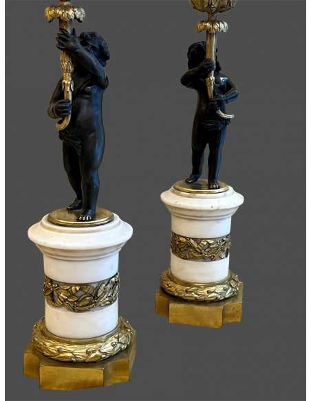 Pair Of Candelabra . Louis XVI style. Napoleon III Era - Candlesticks-Candelabra-Bozaart