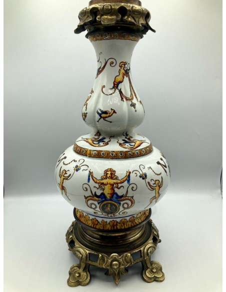 Gien. Earthenware Lamp, XIXth Century Period - lamps-Bozaart