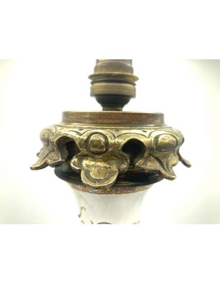 Gien. Earthenware Lamp, XIXth Century Period - lamps-Bozaart