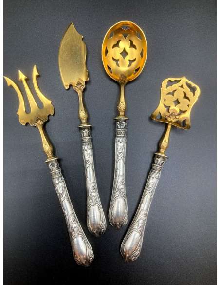 Service à Mignardises En Argent Massif. Style Art Nouveau, 1900 - couverts, ménagères-Bozaart