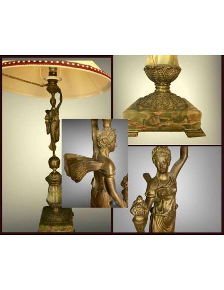 Lamp to Fame. Gilded Bronze And Onyx. Late Nineteenth Century - lamps-Bozaart