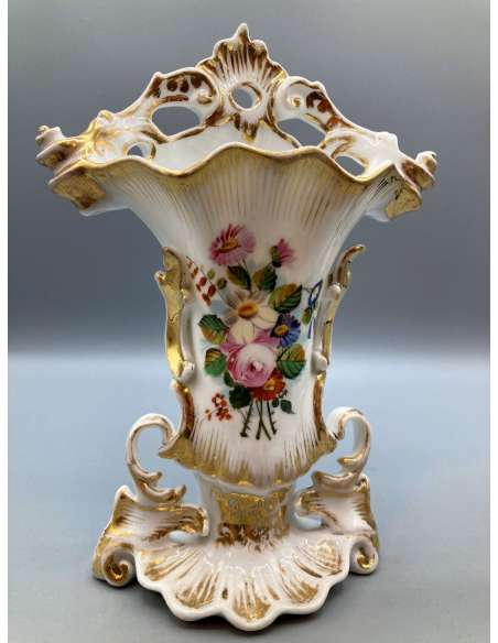 Pair Of Altar Vases In Paris Porcelain. Napoleon III era - religious art objects-Bozaart