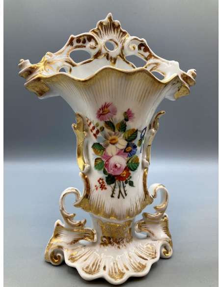 Paire De Vases d'Autel En Porcelaine De Paris. Epoque Napoléon III - objets d'art religieux-Bozaart