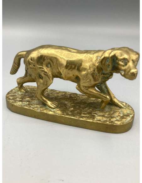 "Hunting dog at a standstill". Tan . XXth century. - Animal bronzes-Bozaart