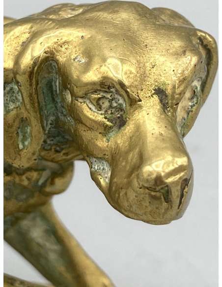 "Hunting dog at a standstill". Tan . XXth century. - Animal bronzes-Bozaart